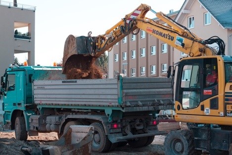 Komatsu excavator during construction work