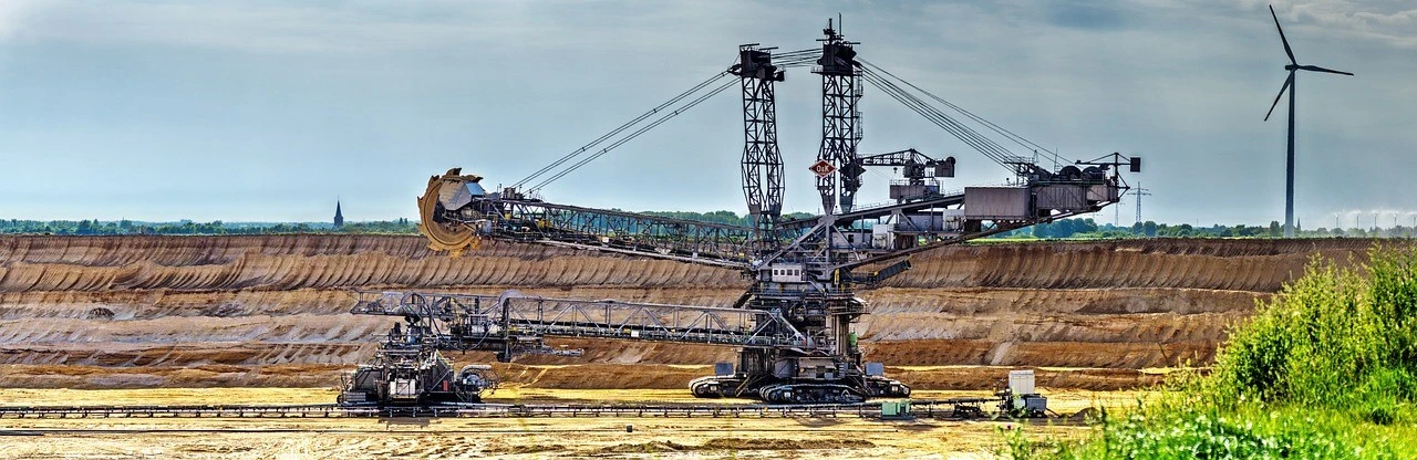 A bucket wheel excavator