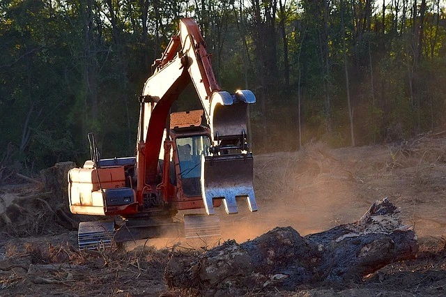 Komatsu excavator during construction work