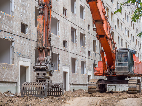 heavy Demolition excavator construction site